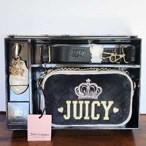Juicy Couture 3-Piece Mix & Match Camera Bag Gift Set in black velour.